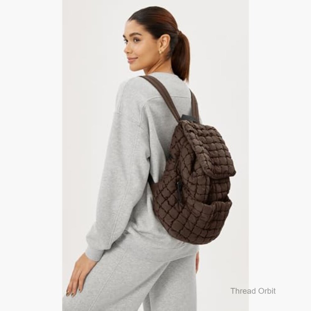 Lightweight Quilted Backpack with Padding Drawstr… - image 2